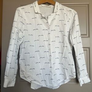 Women’s Ellison Eyelash 100% Cotton Button Down Top, Size Small